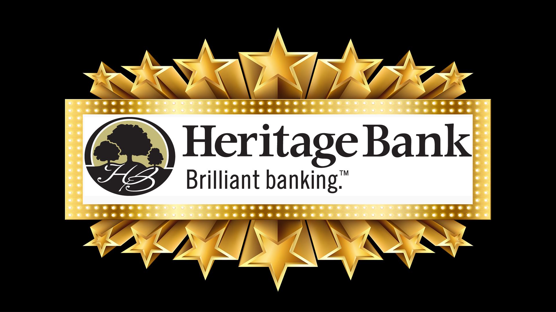 Heritage Bank logo on a gold marquee